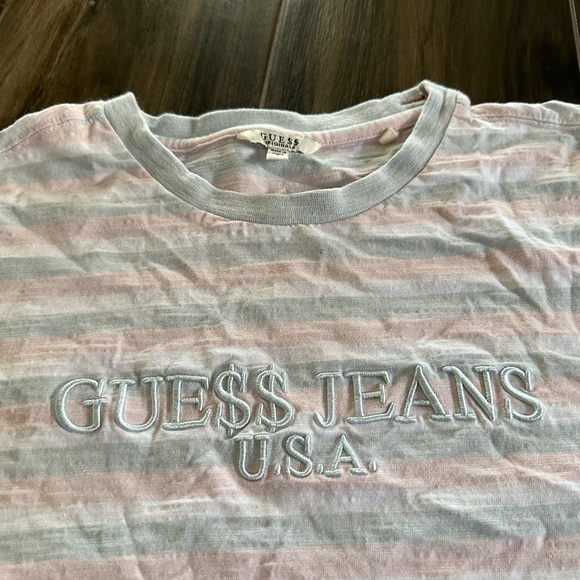 Guess ASAP Rocky Striped T-Shirt Cotton Candy S Small Oversized Mens Pink - Picture 2 of 3